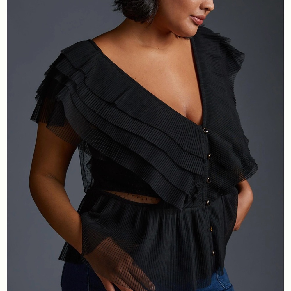 Anthropologie - Forever That Girl Ruffled Button-Front Blouse